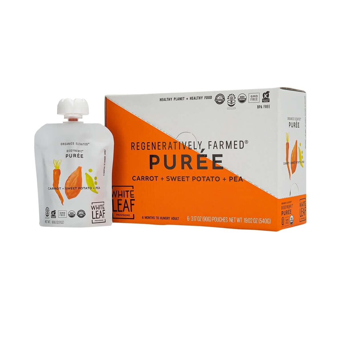 Organic Carrot + Sweet Potato + Pea Puree